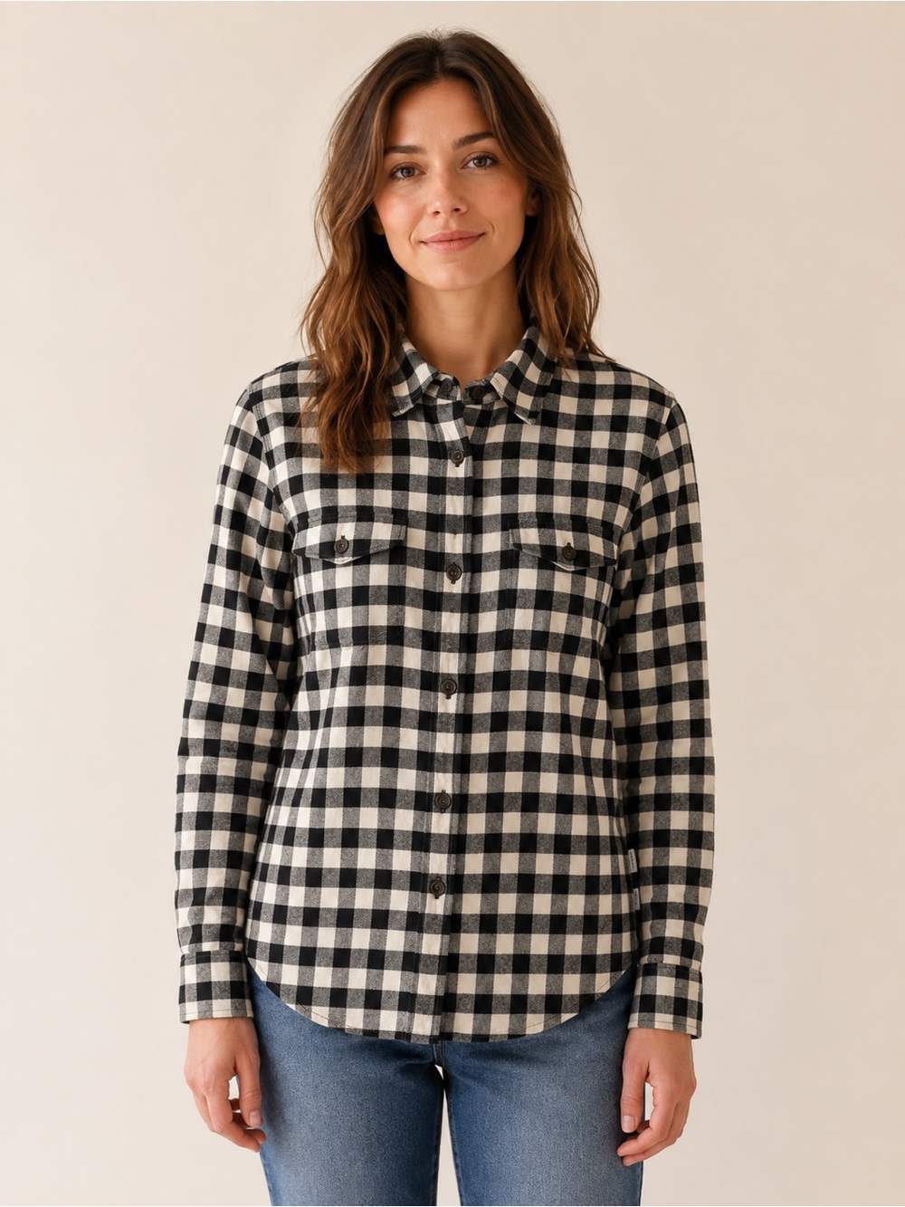 Carhartt Black and White Buffalo Check Button-Down Shirt L
